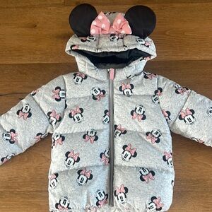 Disney Minnie Mouse Puffer Jacket 4t                         New Without Tags